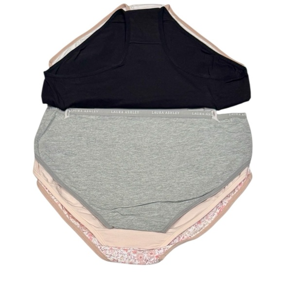 LAURA ASHLEY 5 Pack Panties Cotton Spandex Tag Free Floral Stripes NWT Medium - Picture 8 of 15